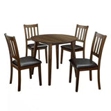 Kitchen 5pc Dining Set Round Dining Table And 4x Side Chairs Walnut, Dark Brown Transitional Solid B011P162634