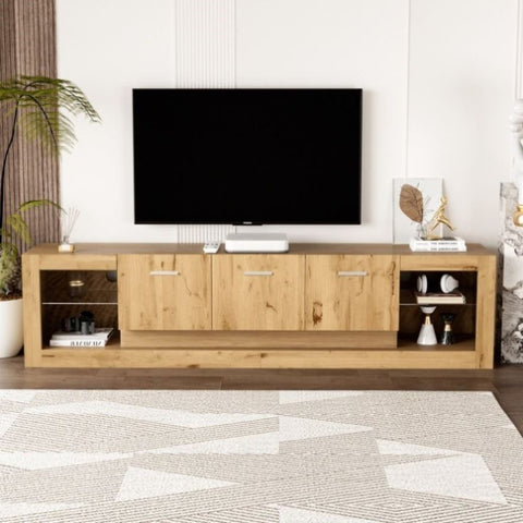 ZUN 78'' Modern TV Stand with 6 Cabinets& 2 Open Compartments, Entertainment Center for TVs up to 90'', N710P179623P