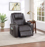 ZUN ACME Evander Recliner w/Power Lift, Brown Leather Aire LV02181