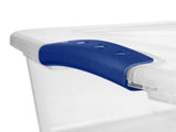 (2 pack)  32 Quart Medium Latching Storage Bin, Clear Plastic Storage Container with Latch Lid, Blue 91124029