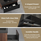 36'' Floating Bathroom Vanity Sink Combo, Modern Wall-Mounted Striped Bathroom Storage Cabinet W1573P265198