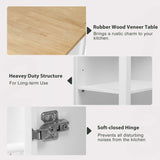 47 inch Kitchen Island with Extendable Dining Table, Rubber Wood Veneer Kitchen Table with Internal 56128666