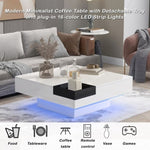 ZUN ON-TREND Modern Minimalist Design 31.5*31.5in Square Coffee Table with Detachable Tray and Plug-in WF298613AAK