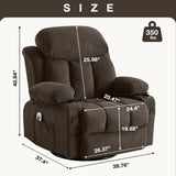 Swinging recliner massage heated sofa, with USB and 2 cup holders in side pockets, W1521P303179