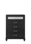 ZUN 1pc Luxury Glam Five Drawer Chest with Two-Toned Drawer Black Finish Shimmering Accents B011P234293