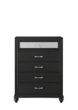 ZUN 1pc Luxury Glam Five Drawer Chest with Two-Toned Drawer Black Finish Shimmering Accents B011P234293