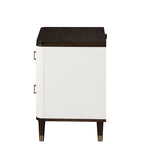White and Brown 2-Drawer Nightstand with USB Port B062P209003