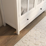 Buffet storage cabinet with double glass doors and unique bell handle W28227723