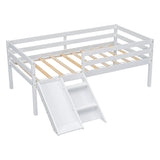 ZUN Twin Low Loft Bed with Slide, Ladder, Safety Guardrails, No Box Spring Needed,White 66011923