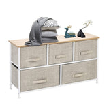 ZUN 2-Tier Wide Closet Dresser, Nursery Dresser Tower With 5 Easy Pull Fabric Drawers And Metal Frame, 83038554