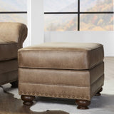 Leinster Faux Leather Ottoman with Antique Bronze Nailheads T2574P196595