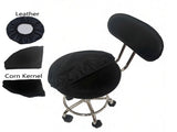 Give Corn kernel leather cover,Round Shape Adjustable Salon Stool with Back and Line Black 74315953