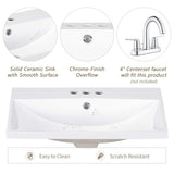 ZUN 24" Bathroom Vanity Top Only, White Basin, 3-Faucet Holes, 4" Faucet Available, Ceramic WF287736AAK