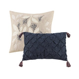 8 Piece Cotton Comforter Set Navy King B035128843