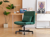 Green Velvet Criss Cross Armless Office Chair with Wheels - Versatile for Home Office, Meditation & W3394P329164