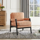 Kelly Mid-Century Modern Chenille Upholstered Accent Armchair, Orange T2574P240951