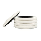 Fuji 36" Round Upholstered Storage Cocktail Ottoman, Ivory White Boucle B2719P238421