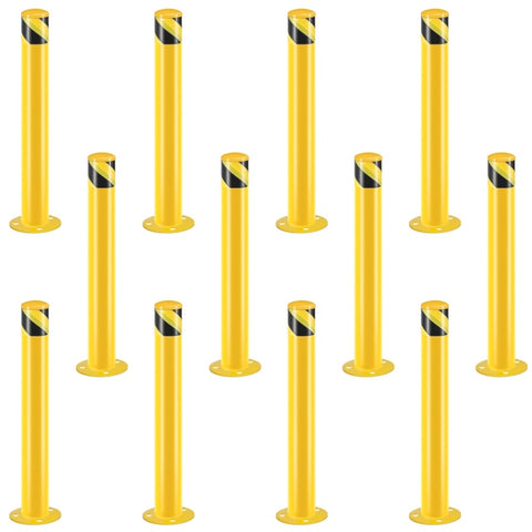 ZUN Safety Bollard Post, 36 Inch Height Steel Bollards, 3 Inch Diameter Parking Bollard, Yellow Powder 04065749