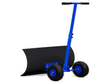 29 x 18in Adjustable T-Handle Snow Plow with Inflatable Wheels, Heavy Duty Human-Powered Manual Snow 89149481