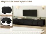 ON-TREND Cream Style TV Stand with Arched Doors & 2 Drawers for TVs up to 75", Minimalist Media N721P205779B