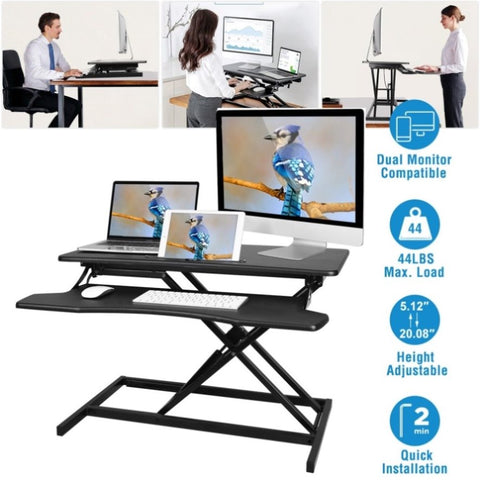 ZUN Height Adjustable Standing Desk 31.3” Wide Sit to Stand Converter Stand Up Desk Tabletop Workstation 26899938