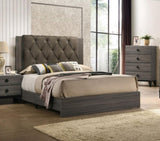 Contemporary 1pc King Size Bed Bedroom Furniture Tufted Design Headboard Rubberwood 1pc Bedframe B011P236789
