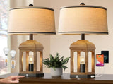 Table Lamp for Living Room, Farmhouse Set of 2 with USB AC and Nightlight, 26" Rustic Bedside W3355P323265