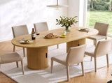 70.9" Oval Dining Table for 6 People, Fluted Cylindrical Pedestals with Roll-up Door Storage 67261607
