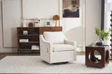011-Linen Fabric 360&deg Swivel Accent Chair with Upholstered,One Back Pillow,Armrest with Rivets W527P190828