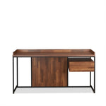 ZUN Walnut and Sandy Black 1-Drawer Writing Desk B062P215486