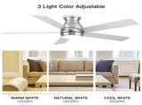 52" Low Profile Ceiling Fan in Brushed Nickel with Silver Blades W1367P447391