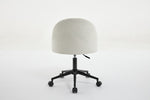 ZUN White Boucle office chair Desk Chair, Mid-Back Adjustable Swivel Computer Chair with Black Legs , W2725P190507