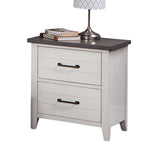 White Color Nightstand Bedroom 1pc Nightstand Solid wood Black Appliance Pull 2-Drawers bedside B011P165673