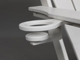 Folding Adirondack Chair with Dual Cup Holder - Composite Adirondack Chair with Wood Texture- White 20269629