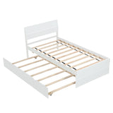 Modern Twin Bed Frame With Twin Trundle For High Gloss Headboard and Footboard With Creamy W697131325