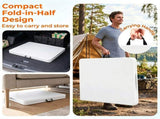 White 71 Inch Portable Foldable Camping Table, HDPE Waterproof Easy Clean Plastic Outdoor Table with 91146547