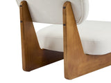 Modern Beige Lounge Chair with Polyester Upholstery, Sturdy Wood Base With Natural N767P241702N