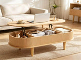 43.5" MidCentury Modern Oval LiftTop Coffee Table, Gas Strut Silent Height Adjustable Table with 3 50774105