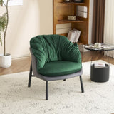 ZUN Velvet Accent Chair Barrel Chair with Metal Legs Modern Comfy Armchair Accent Reading Chair for 70121203