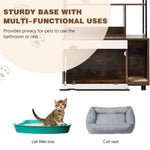 ZUN Cat Litter Box Enclosure with Shelves,Hidden Litter Box with Scratching Posts, litter box furniture 22401433