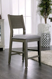 Contemporary Gray Set of 2pc High Chairs Padded Fabric Cushions Counter Height Chairs Dining Room B2741P320858