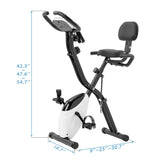 ZUN Folding Exercise Bike, Fitness Upright and Recumbent X-Bike with 10-Level Adjustable Resistance, Arm 62589639