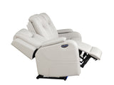 BENZ LED & Power Reclining Sofa Made With Faux Leather in Ice 659436286627