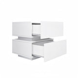 White Color High Glossy 2 Drawers Bedside Table with RGB Led Light Nightstand with Bluetooth Control W2139142767