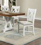 ZUN Lavish Design Distressed White 2pcs Dining Chairs Only, Gray Padded Fabric Seat Dining Room Kitchen B011111836