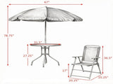 Black & Coffee 6-Piece Patio Dining Set for 4 Complete with Umbrella, Round Glass Table & 4 60964173
