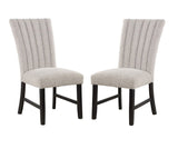 Unique Contemporary Gray Boucle Fabric Set of 2pc Dining Chairs Black Wooden Legs Parson Side Chair B011P234754