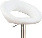 ZUN White Faux Leather Stool Adjustable Height Chairs Set of 2 Chair Swivel Design Chrome Base PVC B01149815