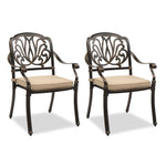 ZUN Set of 2 Cast Aluminum Patio Dining Chairs with Cushions, Stackable Outdoor Bistro Chairs for 96662218