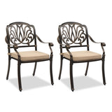 ZUN Set of 2 Cast Aluminum Patio Dining Chairs with Cushions, Stackable Outdoor Bistro Chairs for 96662218